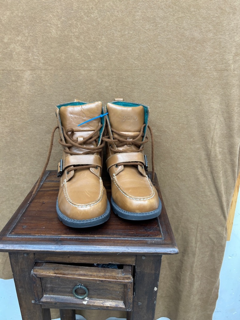 Polo Ralph Lauren Tan Boots with Teal Lining